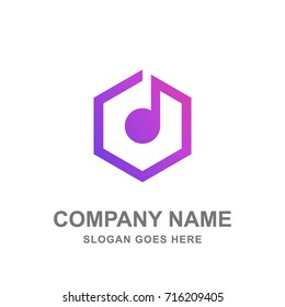 Abstract Geometric Music Note Logo Icon Vector 