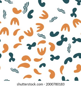 Abstract geometric, natural shapes in a minimalistic Scandinavian style. Modern seamless pattern with geo elements for minimalist art print, textiles, boho wallpaper decor. Vector illustration