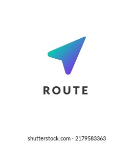 Abstraktes geometrisches Navigationslogo. Richtung, Route, minimales Navigationszeichen für Unternehmensmarken. Vektorgrafik