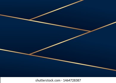 Abstract Geometric Navy Blue Background With Golden Lines.