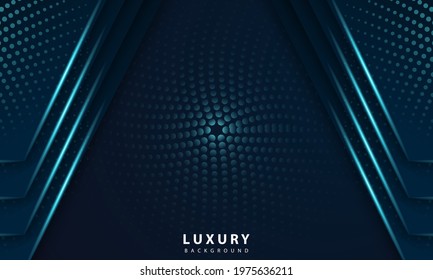 Abstract geometric navy blue abstract background with metallic blue light
