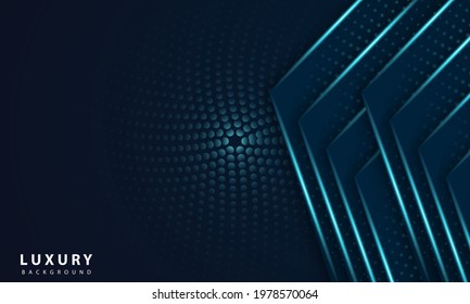 Abstract geometric navy blue abstract background with metallic blue light