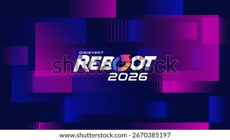 Abstract Geometric Neon Blocks with Reboot 2026 Typography - Futuristic Digital Event Background