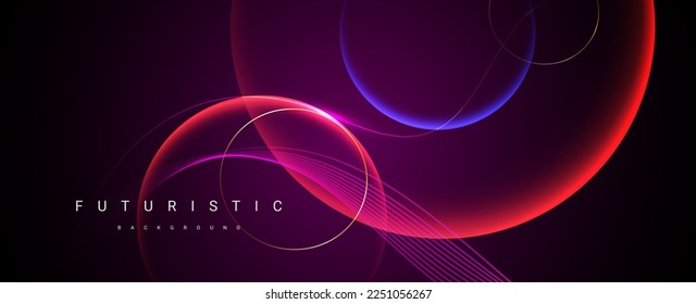 Abstract geometric neon circular pattern shape illustration design background