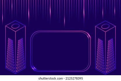 Abstract geometric neon gradient background with text frame