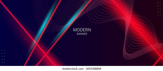 Abstract geometric neon line effect design banner pattern background vector
