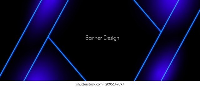 Abstract geometric neon lines dark illustration banner pattern background vector