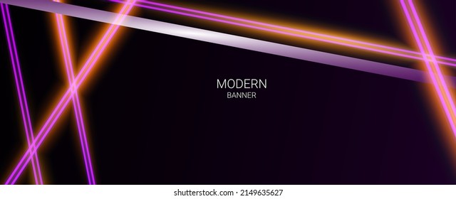 Abstract geometric neon lines illustration banner pattern background vector