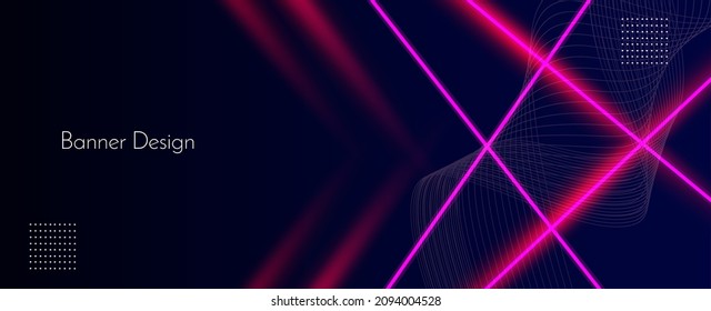 Abstract geometric neon shiny lines banner pattern shape background