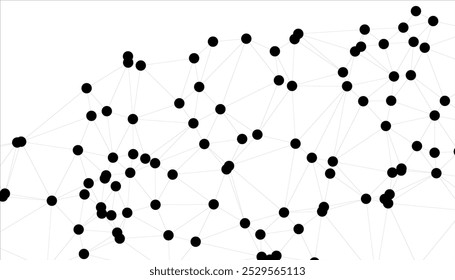 Fundo de rede geométrica abstrata com pontos e linhas pretas interconectados, estrutura de malha poligonal minimalista para conceitos de tecnologia e conectividade