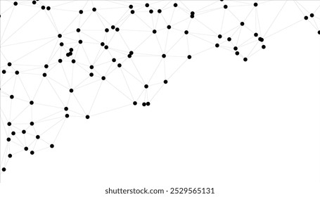 Abstract Geometric Network Background with Interconnected Black Dots and Lines, Minimalistic Polygonal Mesh Structure for Technology and Connectivity Concepts