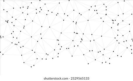 Abstract Geometric Network Background with Interconnected Black Dots and Lines, Minimalistic Polygonal Mesh Structure for Technology and Connectivity Concepts