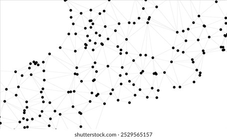 Abstract Geometric Network Background with Interconnected Black Dots and Lines, Minimalistic Polygonal Mesh Structure for Technology and Connectivity Concepts