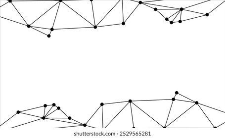 Abstract Geometric Network Background with Interconnected Black Dots and Lines, Minimalistic Polygonal Mesh Structure for Technology and Connectivity Concepts