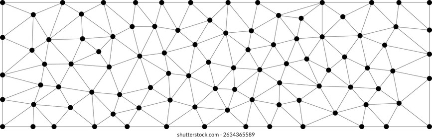Abstract geometric network of black dots connected by thin lines, forming an irregular triangular mesh pattern on a white background, resembling a digital or scientific diagram.

