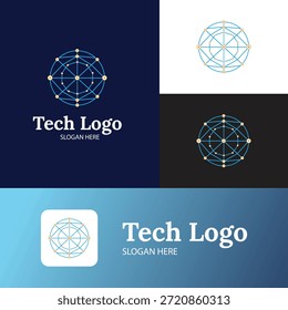 Abstrato logotipo de rede geométrica símbolo de tecnologia moderna com nós conectados ideal para a marca de ciência e inovação