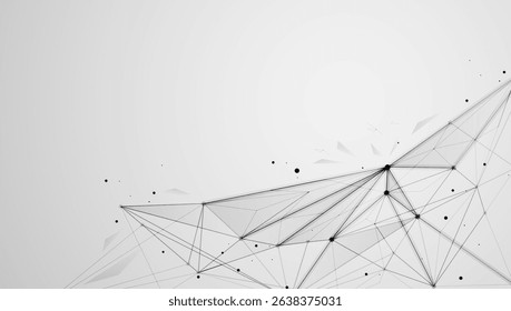 Abstract geometric network structure with connected dots and lines on a light background, symbolizing digital communication, data connections, or neural networks.