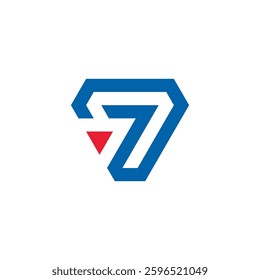 Abstract Geometric Number 7 Seven Logo design vector template isolated on white background
