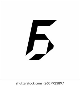 Abstract geometric number five logo design with letter F.