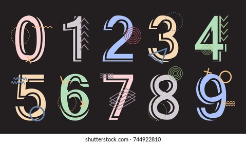 Abstract geometric numbers.Modern numbers design.