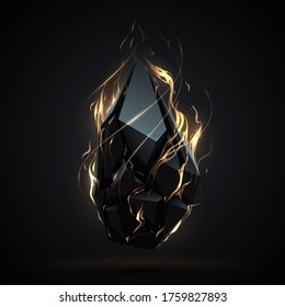 Abstract geometric object with gold light effect