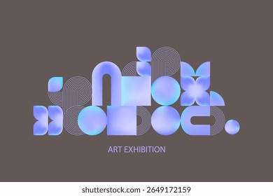 Objeto geométrico abstrato feito com elementos de gradiente. Bauhaus design moderno, cartazes imprimíveis, banners, design de conceito de modelo. Cartaz de exposição de arte vetorial.