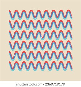 Abstract geometric object with riso print effect. Vector. Graphic element for fabric, textile, clothing, wrapping paper, wallpaper, poster. Risograph textures and riso noise