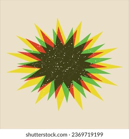 Abstract geometric object with riso print effect. Vector. Graphic element for fabric, textile, clothing, wrapping paper, wallpaper, poster. Risograph textures and riso noise
