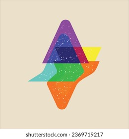 Abstract geometric object with riso print effect. Vector. Graphic element for fabric, textile, clothing, wrapping paper, wallpaper, poster. Risograph textures and riso noise