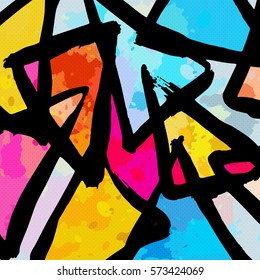 abstract geometric objects graffiti grunge effect