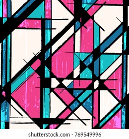 abstract geometric objects graffiti grunge effect