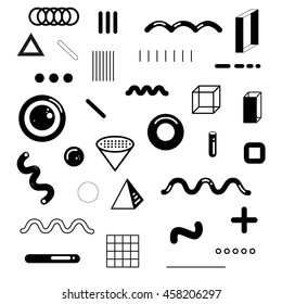 Abstract geometric objects isolated on white. Vector.