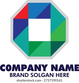 Abstract Geometric Octagon Logo Design - Colorful Mosaic Polygon Vector Branding Template