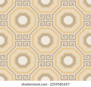 Resumen Octagon geométrico patrón vectorial sin costura Estilo de lujo Diseño mínimo Perfecto para impresión de tela de alamante o papel de pared Tono de color beige marrón pastel