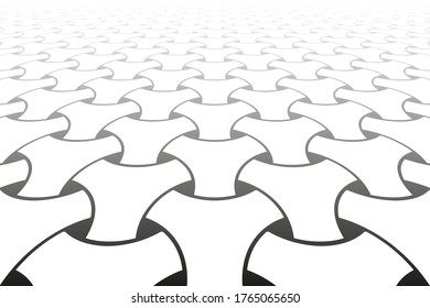 Resumen del patrón geométrico de op art. Vista de perspectiva decreciente. Ilustración vectorial.