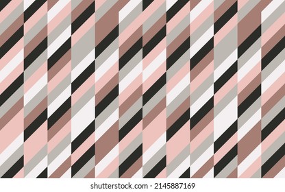 Abstract geometric opt art seamless pattern. Stacked parallelogram in pink,gray,black and white color. Optical illusion background. For cloth silk scarf fabric textile decoration cover. 