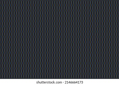 Abstract geometric opt art seamless pattern. Tiny strip n diamond shape in dark blue n gold on indigo blue background. Masculine background. For man shirt ladies dress silk fabric textile all other 