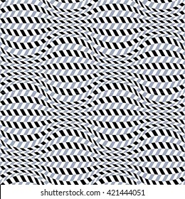 Abstract geometric optic illusion wallpaper. Vector seamless black and white pattern.