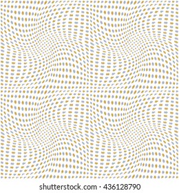 Abstract geometric optic illusion wallpaper. Vector grey and gold seamless pattern.