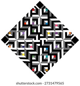 Ilusión óptica geométrica Abstractas con acentos de color