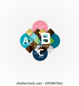 Abstract geometric option infographic banners, a b c steps process. Vector illustration