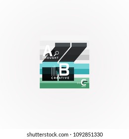 Abstract geometric option infographic banners, a b c steps process. Vector illustration