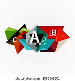 Abstract geometric option infographic banners, a b c steps process. Vector illustration