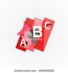 Abstract geometric option infographic banners, a b c steps process. Vector illustration