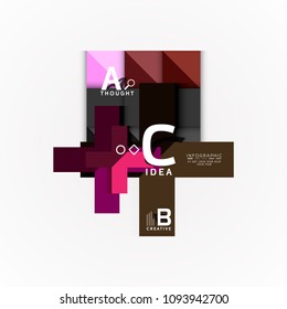 Abstract geometric option infographic banners, a b c steps process. Vector illustration