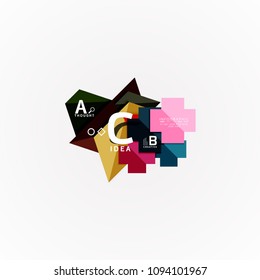 Abstract geometric option infographic banners, a b c steps process. Vector illustration