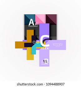 Abstract geometric option infographic banners, a b c steps process. Vector illustration