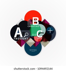 Abstract geometric option infographic banners, a b c steps process. Vector illustration