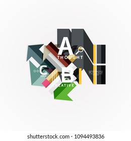 Abstract geometric option infographic banners, a b c steps process. Vector illustration
