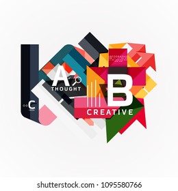 Abstract geometric option infographic banners, a b c steps process. Vector illustration
